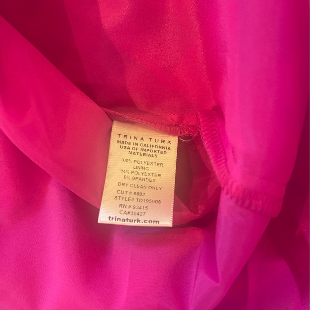 Trina Turk Seaway Eyelash Zigzag Off Shoulder/ Hot Pink Dress Size 2 NWT - Picture 8 of 14